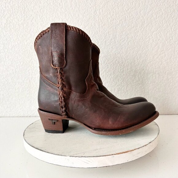 Lane PLAIN JANE PJ Brown Cowboy Boots Womens 7.5 Leather Cowgirl Western Short - Picture 2 of 12